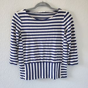 Madewell stripe turn ponte peplum top